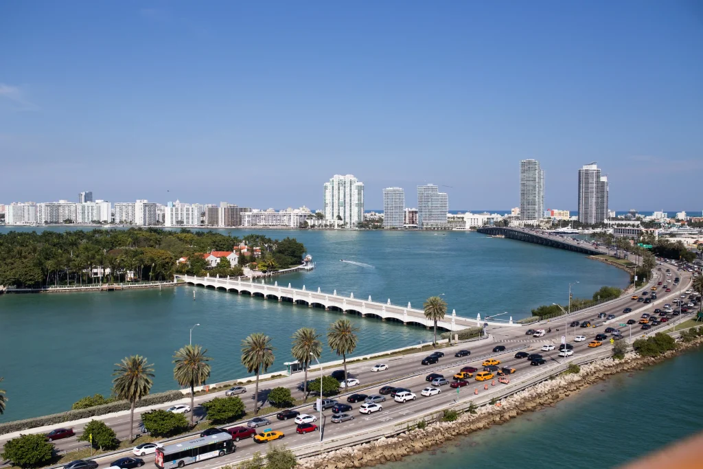 Biscayne Bay and causeway view in Miami