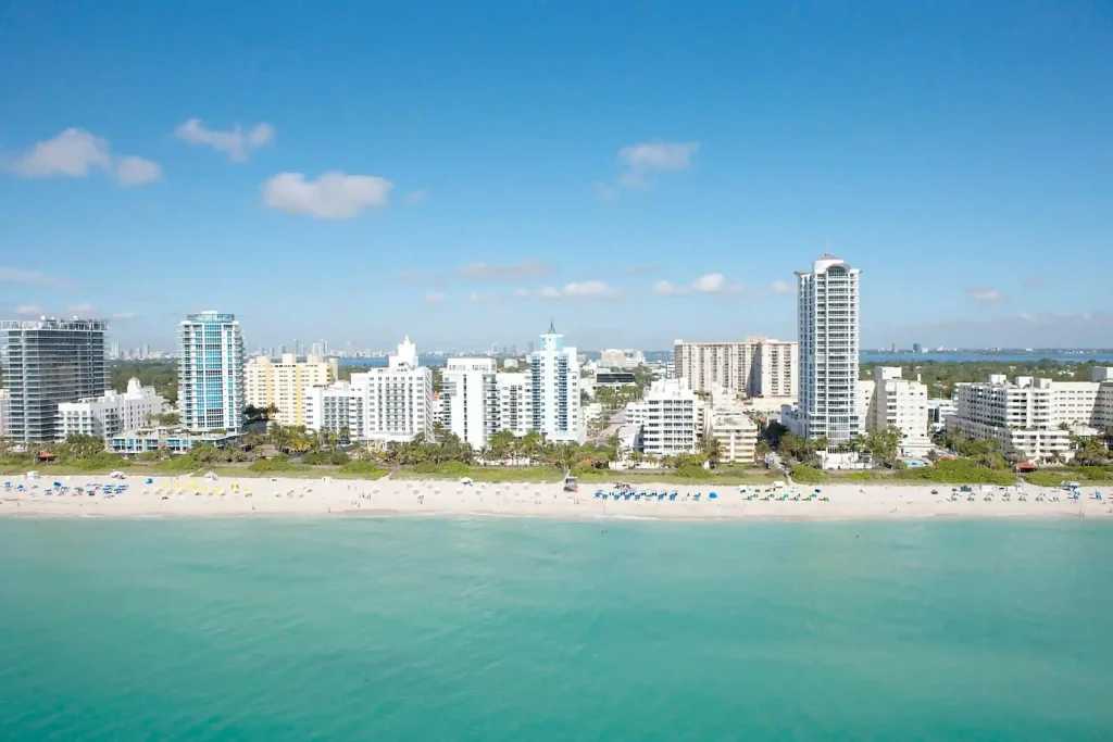 Oceanfront condo towers on Miami Beach